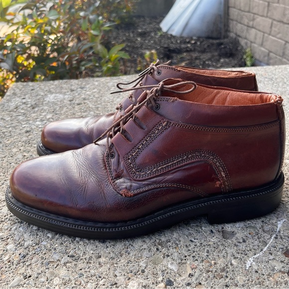 Johnston Murphy Vintage Welch Cut Round Toe Brown Leather Boots Men 9.5M - Picture 5 of 16
